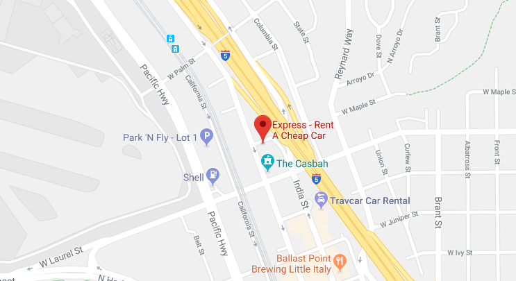 Google Map of Express Rent a Cheap Car San Diego